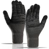 Y0046 1 paar heren winter gebreide winddichte warme handschoenen Touchscreen Texting wanten met elastische manchet - donkergrijs