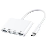 5-in-1 USB-C Hub / Kaartlezer voor iPhone, MacBook, USB-C apparaten - Wit