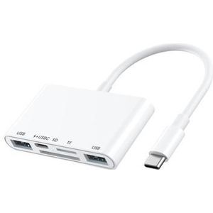 5-in-1 USB-C Hub / Kaartlezer voor iPhone, MacBook, USB-C apparaten - Wit