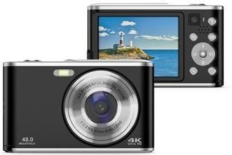 DC306L-AF Digitale camera met twee lenzen voor en achter autofocus 16X zoom voor vloggende tieners - zwart