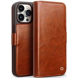 iPhone 15 Pro Qialino Classic Wallet Leren Hoesje - Lichtbruin