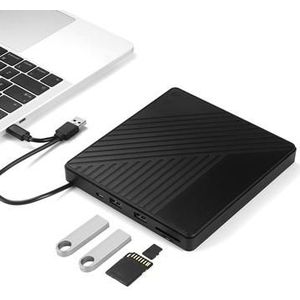 005 Extern USB-C/USB Optisch Drive met SD/TF-kaartlezer - CD/DVD afspelen en branden