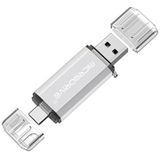 MICRODRIVE 64GB 2-in-1 USB 2.0 / USB-C flashdrive - Wit