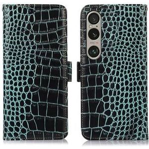 Sony Xperia 1 VI Crocodile Series Wallet Leren Hoesje met RFID - Groen