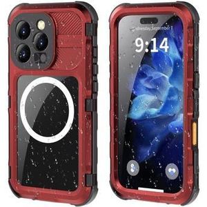 iPhone 16 Pro Shellbox M-serie IP68 Waterdichte hoesje - Duikhoes met MagSafe-compatibiliteit - Rood