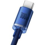 Baseus Crystal Shine USB-A / USB-C kabel - 1.2m, 100W - Blauw