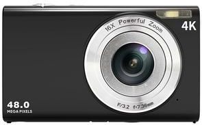 DC402-AF 4K Kids 48MP Digitale Camera Auto Focus 16X Digitale Zoom Vlogging Camera voor Tieners - Zwart