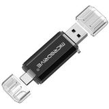 MICRODRIVE 64GB 2-in-1 USB 2.0 / USB-C flashdrive - Zwart