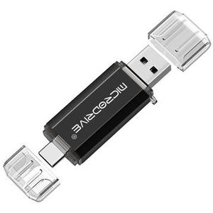 MICRODRIVE 64GB 2-in-1 USB 2.0 / USB-C flashdrive - Zwart