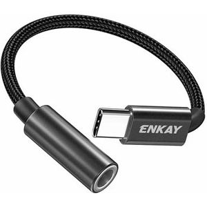 Enkay ENK-AT111 USB-C / 3.5mm AUX Adapter - Zwart