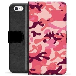 iPhone 5/5S/SE Premium Portemonnee Hoesje - Roze Camouflage