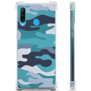 Huawei P30 Lite Hybrid Hoesje - Blauw Camouflage