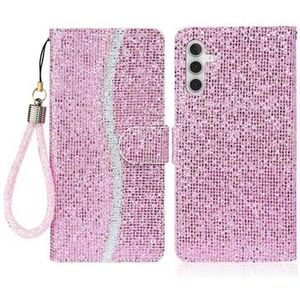 Samsung Galaxy A16 Stijlvol Glitter Portemonnee Hoesje - Roze