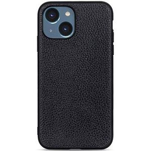 Elegante iPhone 14 Plus Leren Case - Zwart