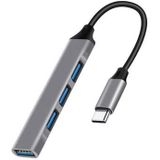 4-in-1 USB-C Hub met 1x USB 3.0 + 3x USB 2.0 - Grijs