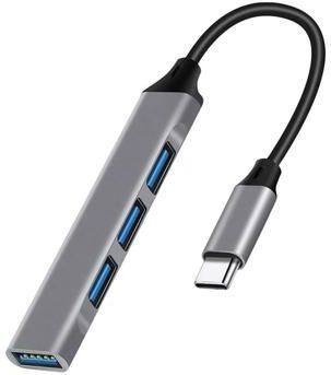 4-in-1 USB-C Hub met 1x USB 3.0 + 3x USB 2.0 - Grijs