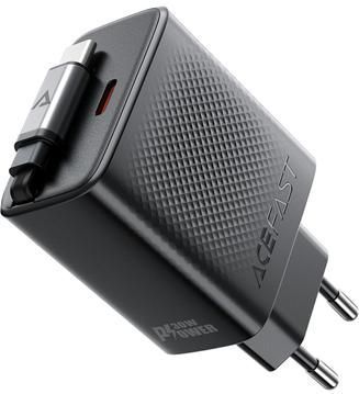 Acefast A110 30W GaN-oplader met intrekbare USB-C-kabel en USB-C-poort - EU-stekker