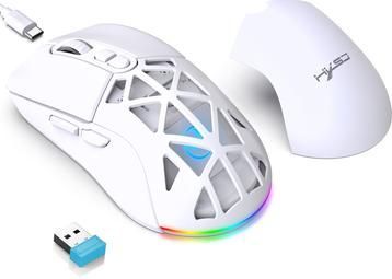 HXSJ T26 RGB draadloze muis met achtergrondverlichting / Bluetooth-muis 4800 DPI - Wit