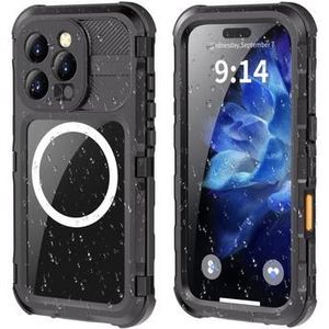 iPhone 16 Pro Shellbox M-serie IP68 Waterdichte Hoesje - Duikhoes met MagSafe-compatibiliteit - Zwart