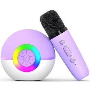 T97 Kinder Karaoke Microfoon met Bluetooth Luidspreker & Subwoofer - Paars