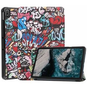 Tri-Fold Series Nokia T20 Smart Folio Case - Graffiti