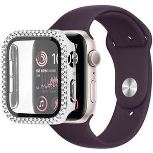 Strass Decoratief Apple Watch SE (2022)/SE/6/5/4 Cover met Screenprotector - 40mm - Zilver