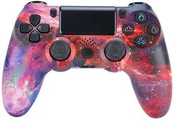 Draadloze gamecontroller gamepad voor PS4 game joystick met luidspreker en stereo hoofdtelefoonaansluiting - Rode sterrenhemel