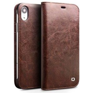 Qialino Classic iPhone XR Wallet Leren Hoesje - Bruin