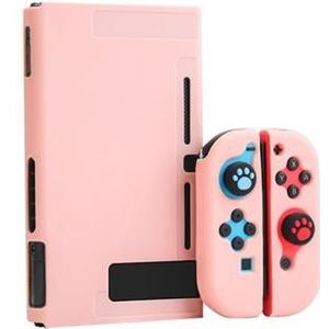 Krasbestendig Dockable Hoesje Set voor Nintendo Switch Console Zachte Silicone Joystick Beschermhoes - Roze