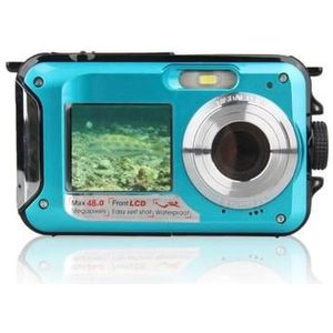 HD368 Waterdichte Digitale Camera Full HD 2.7K 48MP 16X onderwatercamera met dubbel scherm - Blauw
