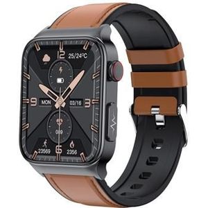 Smartwatch met Gezondheidsbewaking E500 - Elegante Band - Bruin