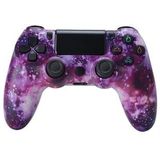 Draadloze gamecontroller gamepad voor PS4 game joystick met luidspreker en stereo hoofdtelefoonaansluiting - paarse sterrenhemel