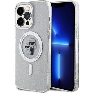 iPhone 15 Pro Max Karl Lagerfeld IML Glitter Karl & Choupette MagSafe Cover - Doorzichtig