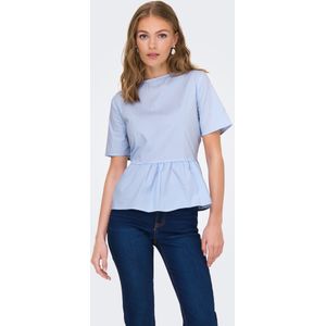 JDY - Peplum Top - Korte Mouwen - Overhemdkraag - Loose Fit - Strik Detail