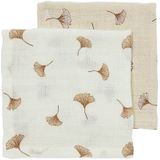 Mundtücher 2er-Pack vorgewaschene hydrophile Ginkgo - offwhite/soft sand - 30x30cm