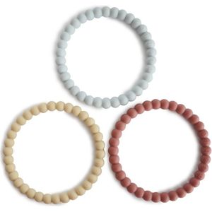 Mushie Beißring Armband Silikon Mellow/Terracotta/Periw 3tlg.