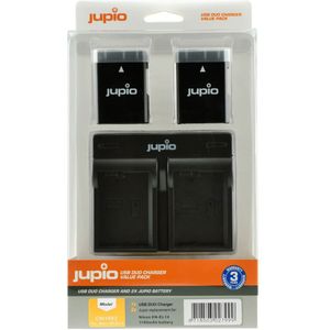 Jupio Kit: 2 x camera-accu EN-EL14 1100mAh + USB Dual lader