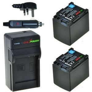 2 x BP-819 accu's voor Canon - Charger Kit + car-charger - UK version