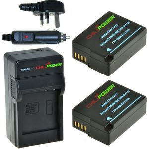 ChiliPower 2 x DMW-BLC12 accu's voor Panasonic - Charger Kit + car-charger - UK version