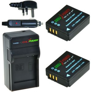 ChiliPower 2 X CGA-S007 Accu's Voor Panasonic - Charger Kit + Car-charger - UK Version