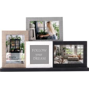 Haes Deco Houten Collage Fotolijst Honfleur - Driftwood - Voor 3 Foto's 10x15 en 1 Foto 10x10