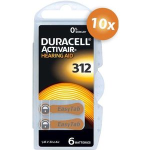 Duracell gehoorapparaat batterijen - Type 312 - 10 x 6 stuks