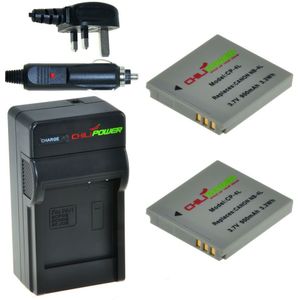 ChiliPower 2 x NB-4L accu's voor Canon - Charger Kit + car-charger - UK version