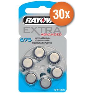 Voordeelpak Rayovac gehoorapparaat batterijen - Type 675 (blauw) - 30 x 6 stuks + gratis batterijtester