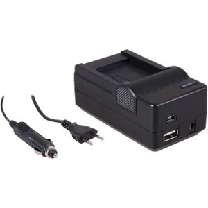 4-in-1 acculader voor Panasonic DMW-BCM13 accu - compact en licht - laden via stopcontact, auto, USB en Powerbank