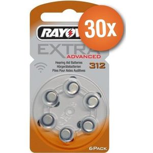 Voordeelpak Rayovac gehoorapparaat batterijen - Type 312 (bruin) - 30 x 6 stuks + gratis batterijtester