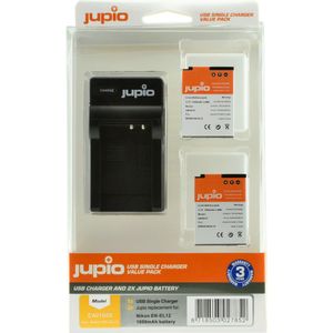 Jupio Kit: 2 x camera-accu EN-EL12 + USB Single lader