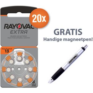 Voordeelpak Rayovac gehoorapparaat batterijen - Type 13 (oranje) - 20 x 8 stuks + gratis magnetische batterijpen