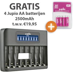 Jupio USB Octo Charger + gratis Jupio 4-pack 2500mAh Direct Power Plus AA batterijen