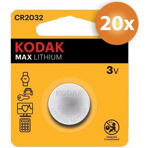 Voordeelpak Kodak CR2032 knoopcel batterijen - 20 stuks
